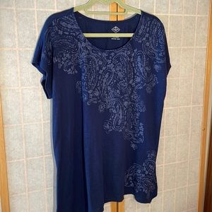 St. John’s Bay Dark Blue Paisley Printed Tee